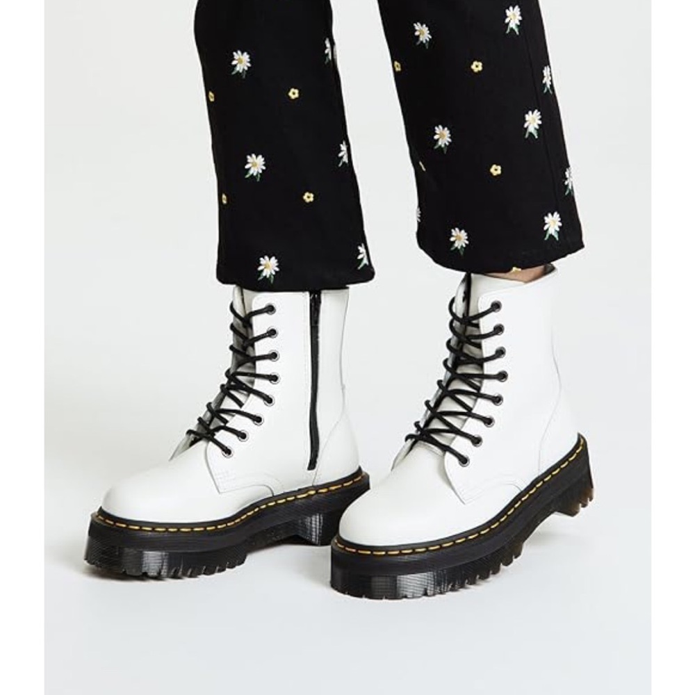 Dr Martens JADON White Leather Platform Lace Boots Unisex
